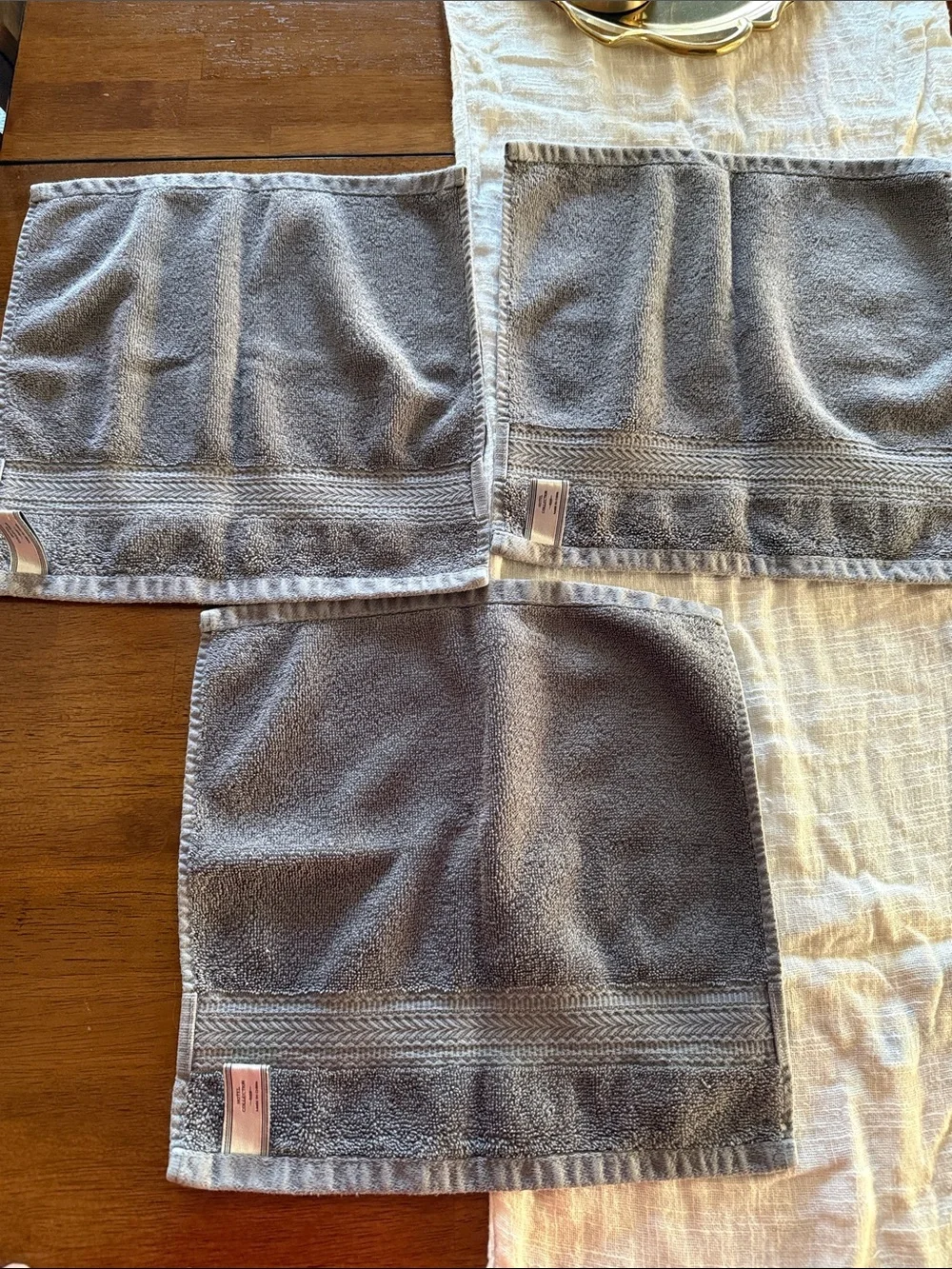 Set of 3 Hotel Collection Square Washcloth grey,12 Inch